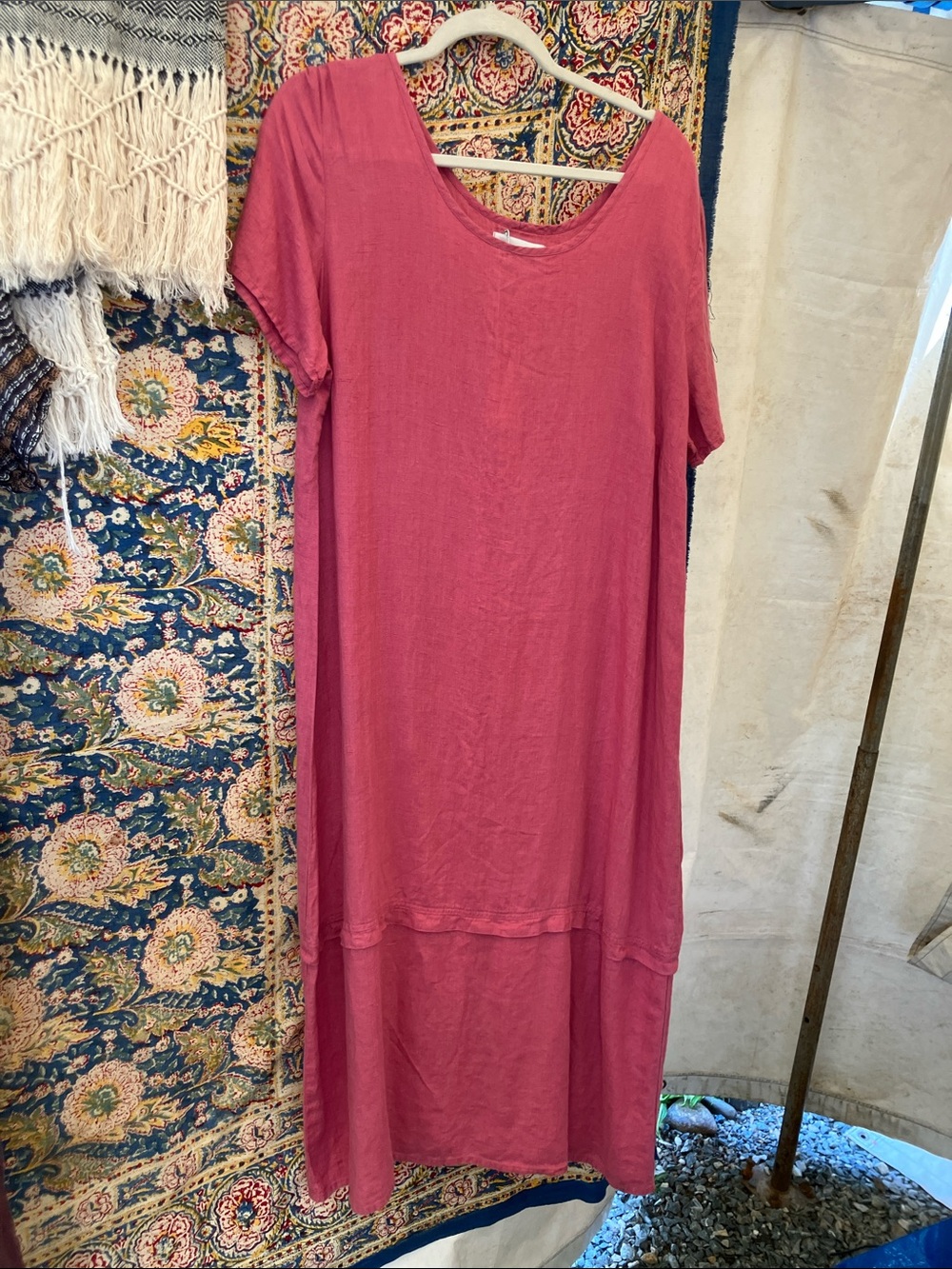 Flax Women's Midi Dress in Rose Pink L